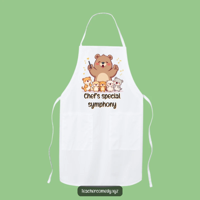 Funny Bear Choir Apron - Cook and Sing with Woodland Friends
