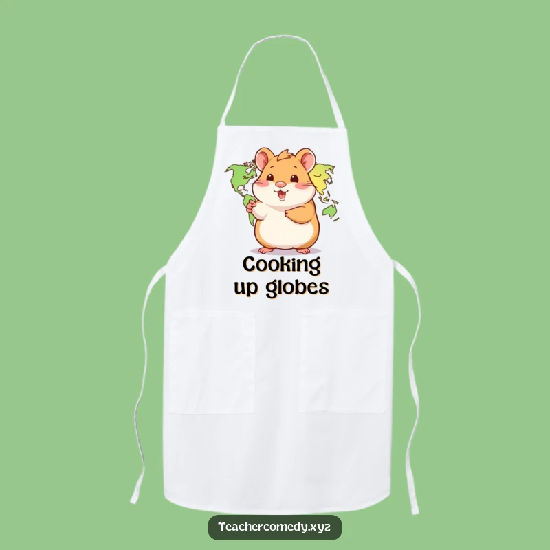 Funny Hamster World Map Apron: Adventurous Kitchenware, Sweet Funny Gift for Cooks and Explorers