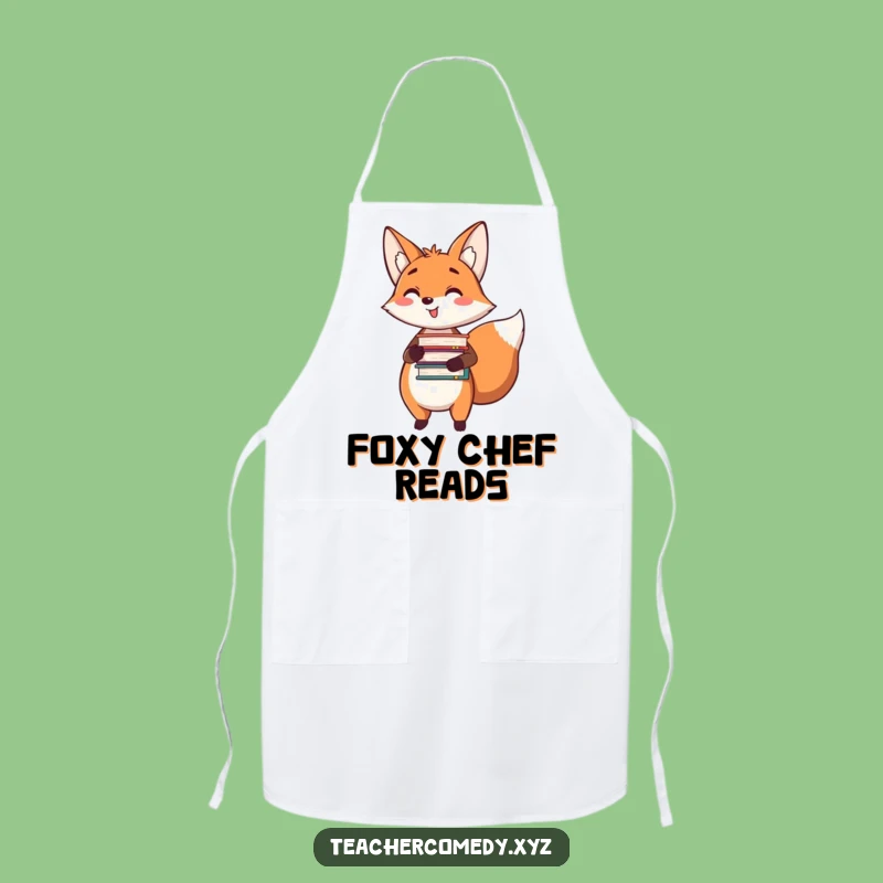 Funny Fox Reader Apron: Happy Scholar for Kitchen Wisdom
