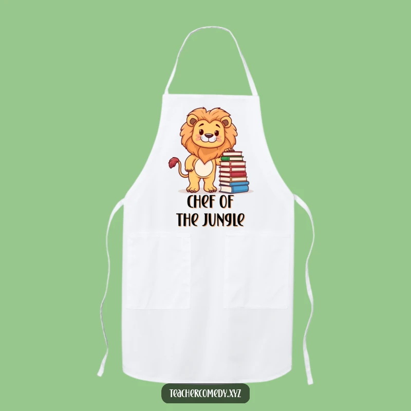 Funny Lion Bookworm Apron: Cook with Literary Flair!