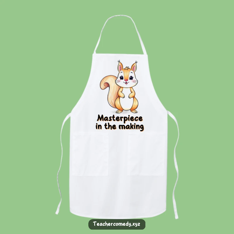 Funny Squirrel Apron - Playful Artist Crayon Kitchen Gift
