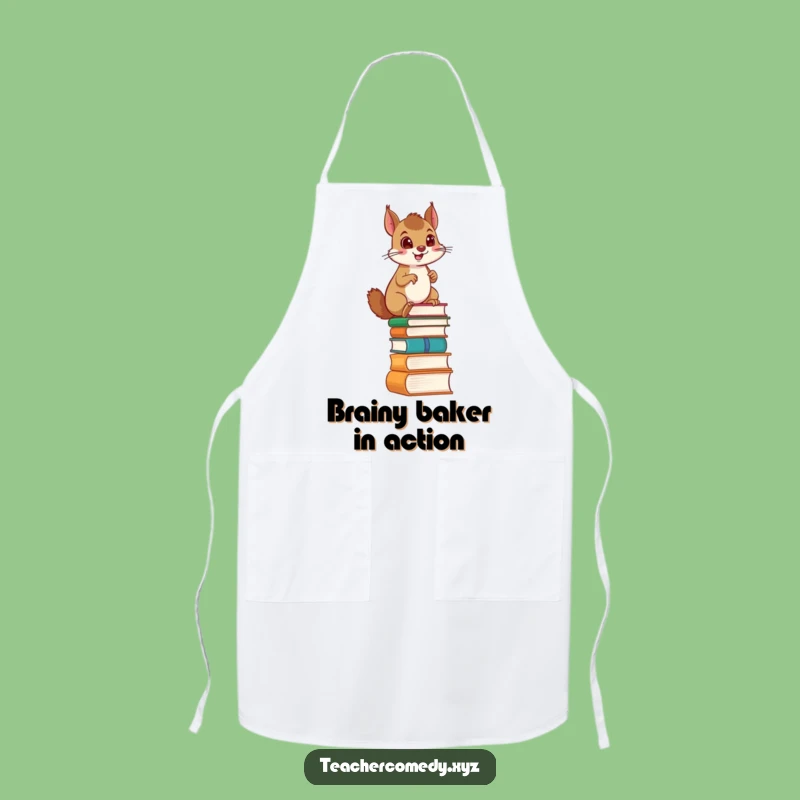 Funny Squirrel Chef's Ladder Apron: A determined cook's proud climb to culinary success, a funny kitchen gift.