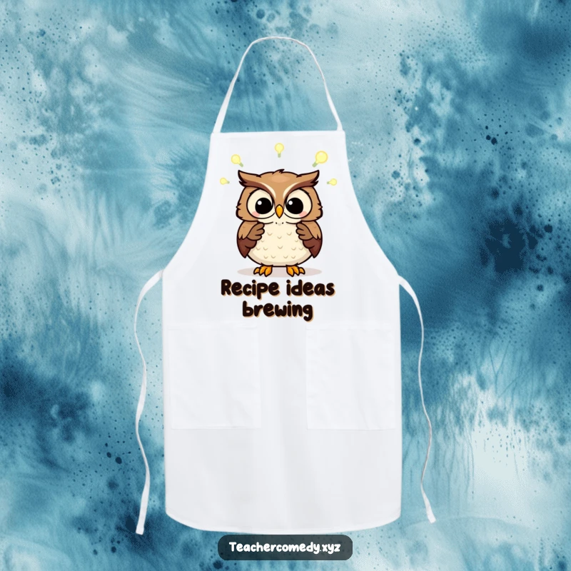 Funny apron with a wise owl explaining concepts via light bulbs. Great for educators or cooks.