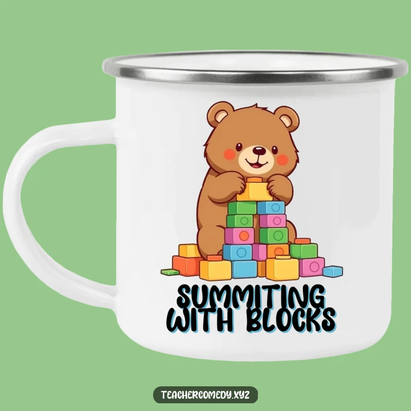 Funny Bear Builder Camping Mug: Determined Tower, Rustic Humor Gift