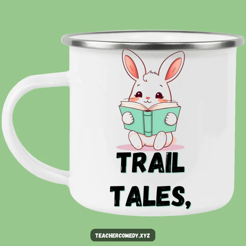 Funny Kawaii Rabbit Books Camping Mug - Rugged & Hilarious Reader Drinkware