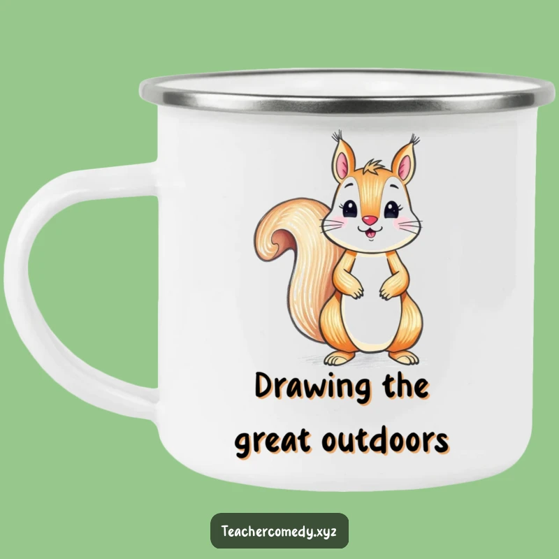 Funny Squirrel Camping Mug - Playful Artist Crayon Outdoor Gift