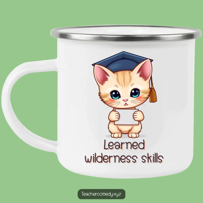 Funny Grad Kitten Camping Mug - Durable & Smart Outdoor Gift