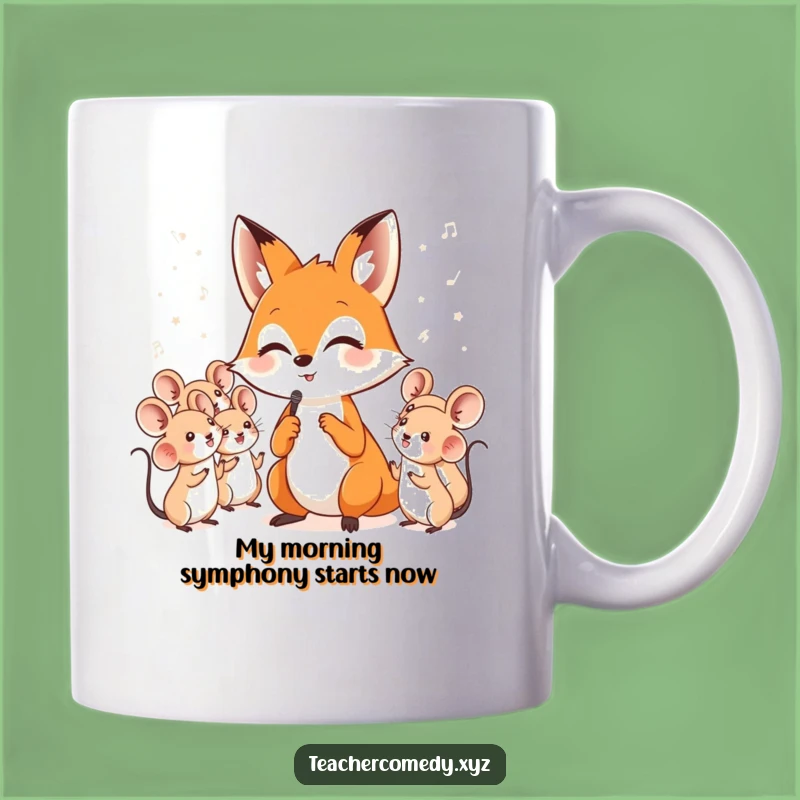 Funny Fox Maestro Mug: Clever Conductor Leading Singing Mice Choir Gift
