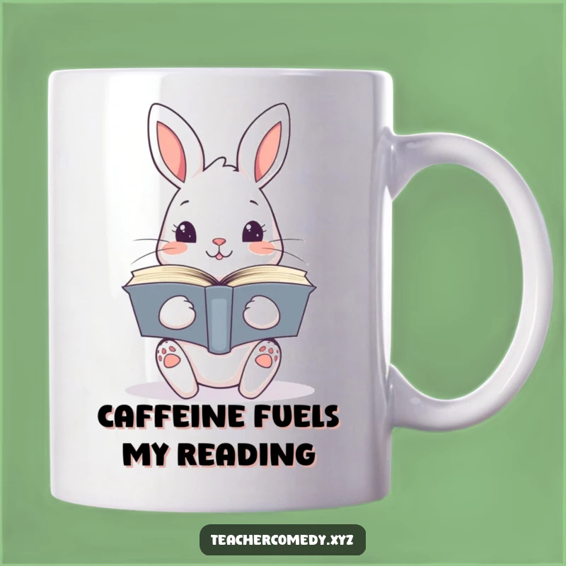 Funny Kawaii Rabbit Book Lover Mug - The Perfect Gift for Curious Readers!