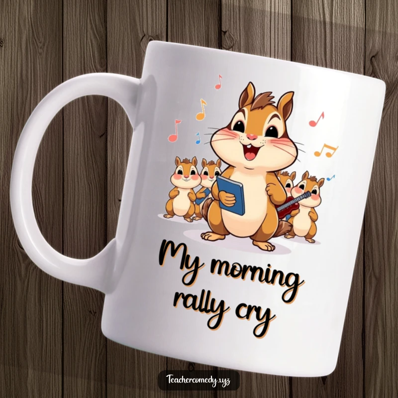 Funny Chipmunk Teacher Mug: Energetic rodent leading a classroom in a lively, joyful song, spreading musical cheer and inspiration.