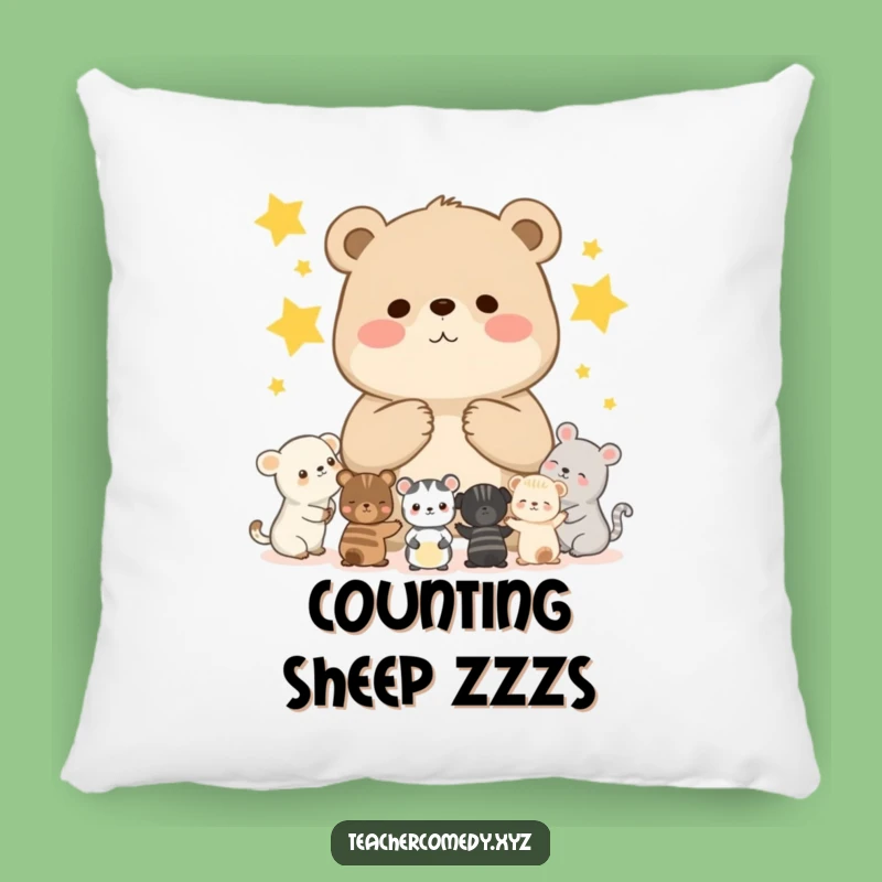 Funny Bear Cub Pillow - Cozy Star Counting Accent Pillow