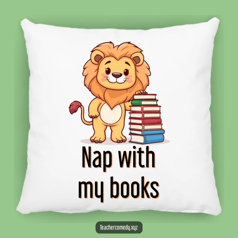 Funny Lion Bookworm Pillow: Cozy Comfort for Smart Minds!