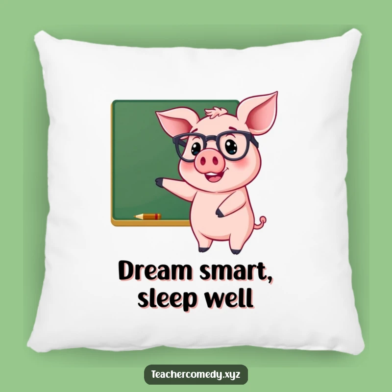 Funny Pig Teacher Pillow - Cheerful Glasses & Comfort!
