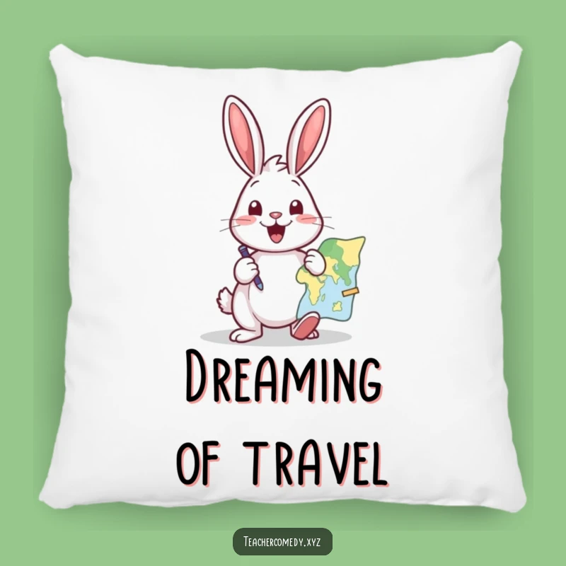 Funny Rabbit Travel Pillow: Excited Map Pointer - Cozy & Hilarious Adventure Gift!