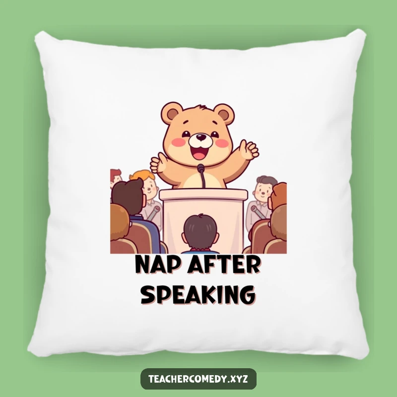 Funny Bear Comfort Pillow: Enthusiastic Speaker - Cozy & Hilarious Gift!