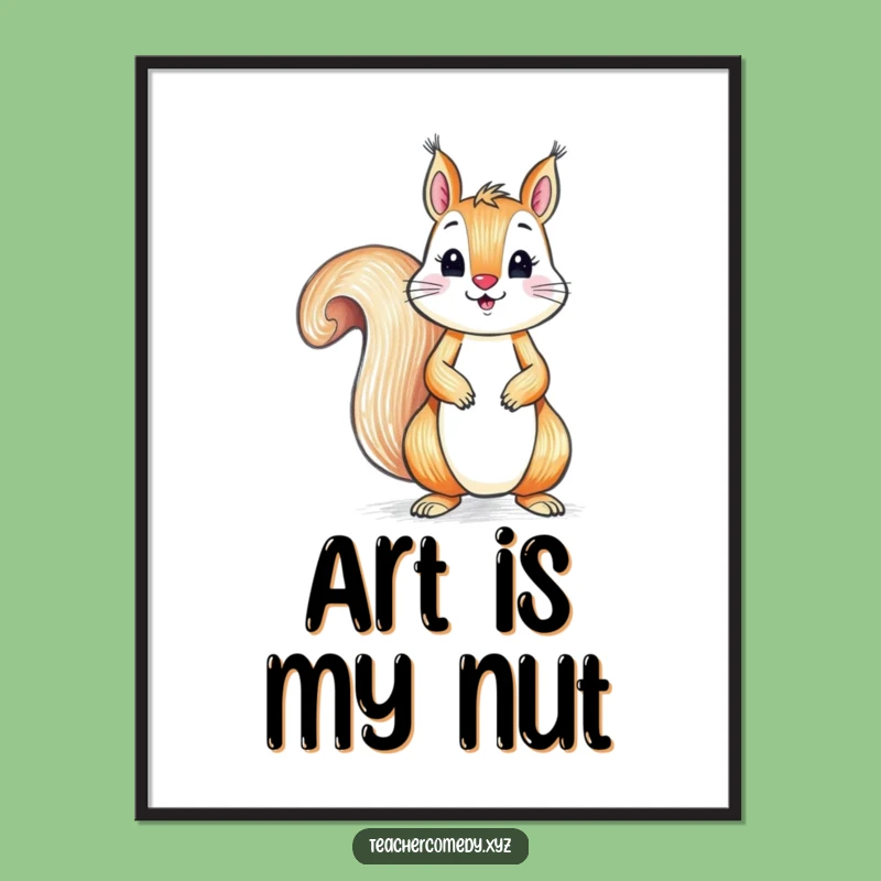 Funny Squirrel Digital Art - Playful Crayon Printable Wall Decor Gift