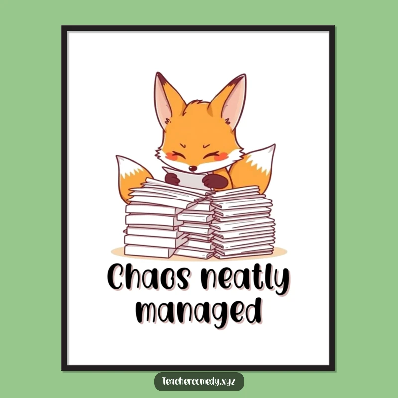 Funny Fox Organizer Digital Art, Instant Professional Decor