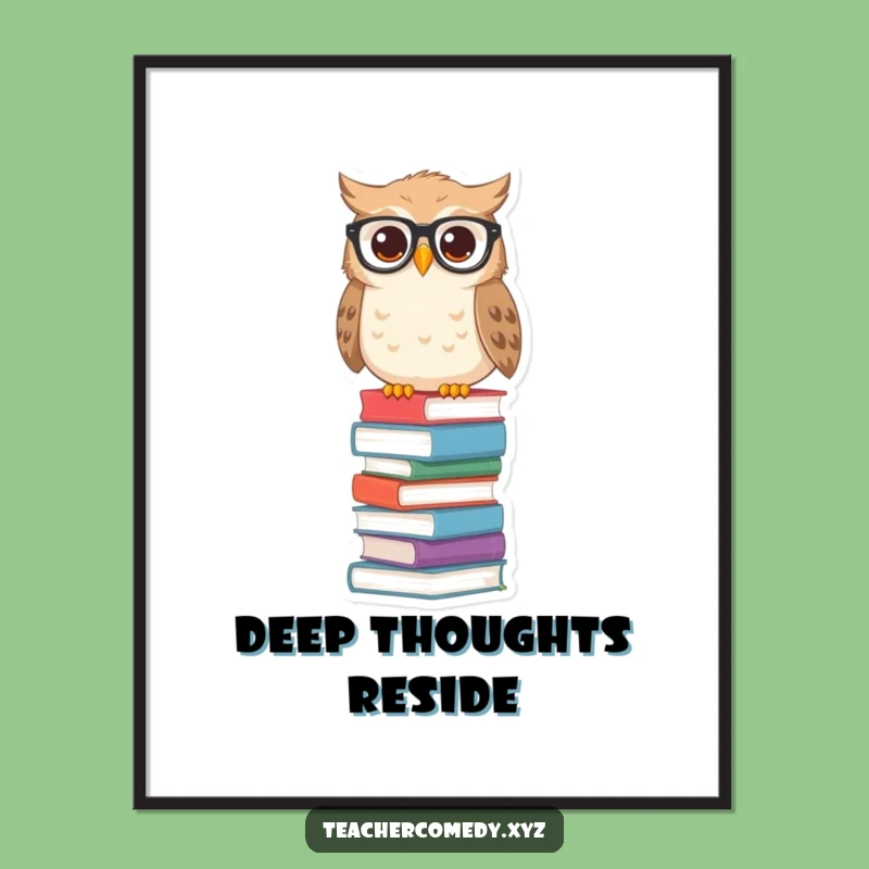 Funny Owl Books Digital Art, Instant Wise Decor