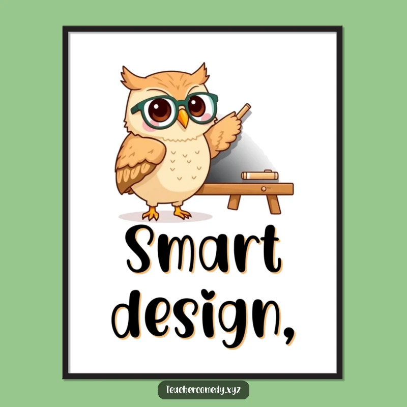 Funny Kawaii Owl Specs Digital Art - Instant Whimsical Educational Decor
