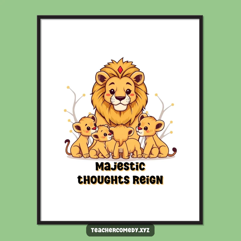 Funny Lion King Digital Art, Instant Majestic Decor
