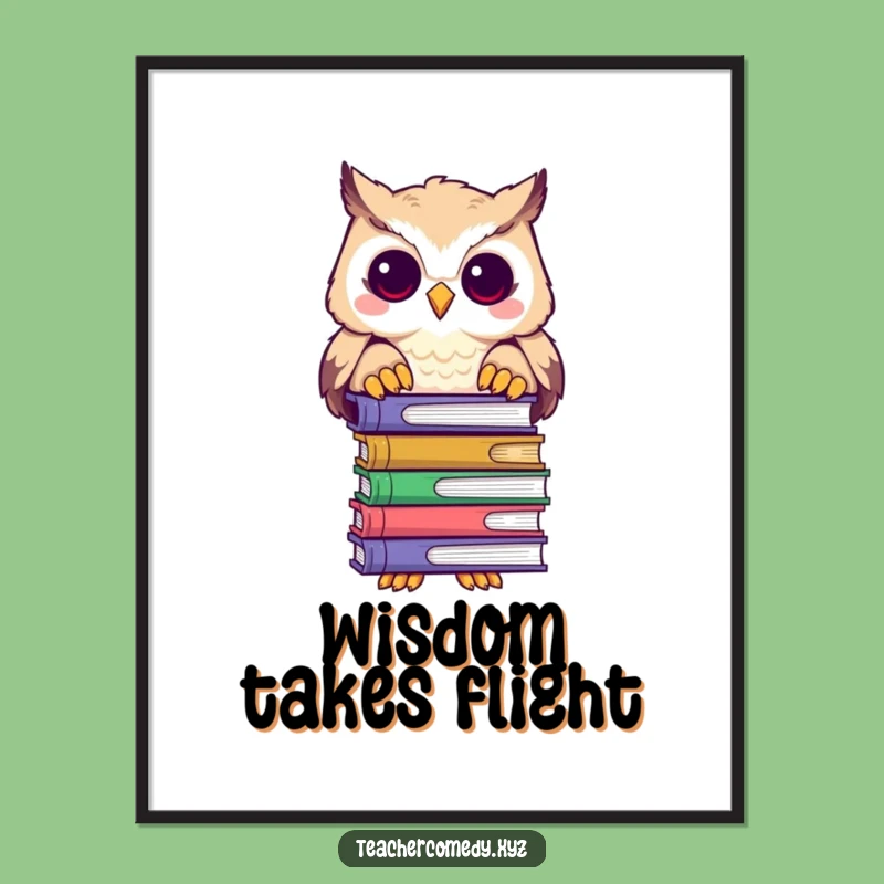 Funny Owl Librarian Digital Art Print: Printable Book Owl Decor, Instant Funny Gift