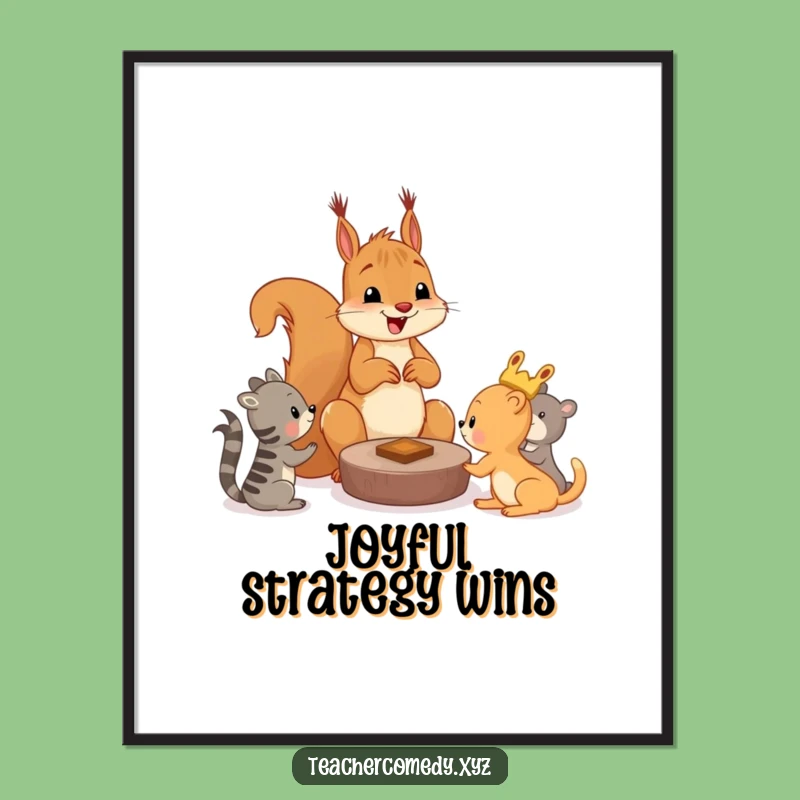 Funny Squirrel Game Digital Art, Instant Cheerful Decor