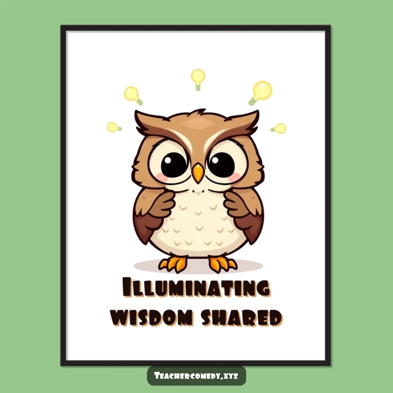Funny Wise Owl Digital Art - Instant Intellectual Gift for Walls