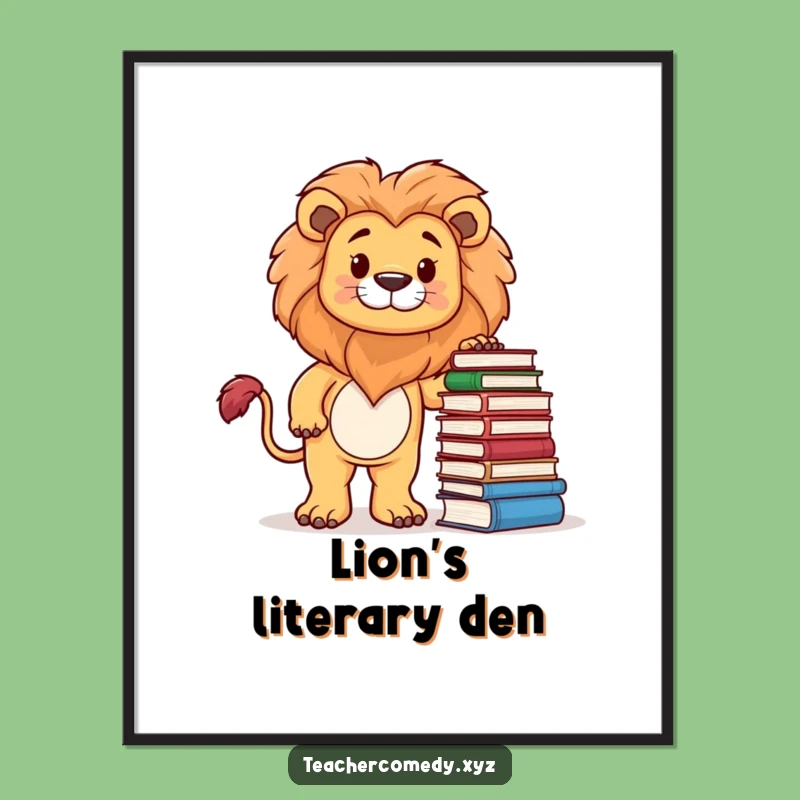 Funny Lion Bookworm Digital Art: Inspire Your Inner Scholar!