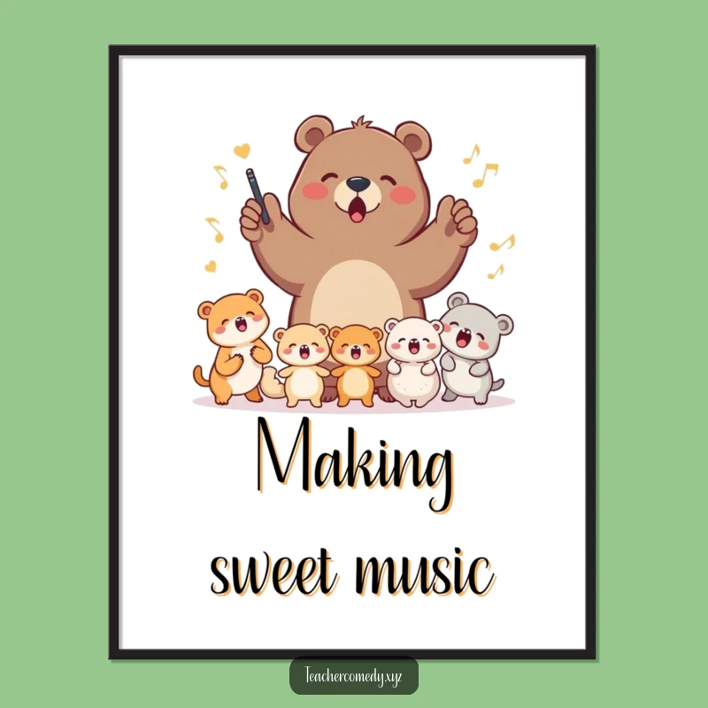 Funny Bear Choir Digital Art Print - Instant Woodland Serenade for Your Walls