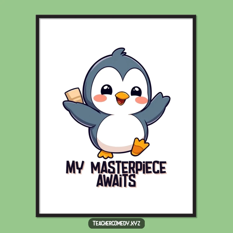 Funny Kawaii Penguin Digital Print - Instant Hilarious Decor for Your Space!