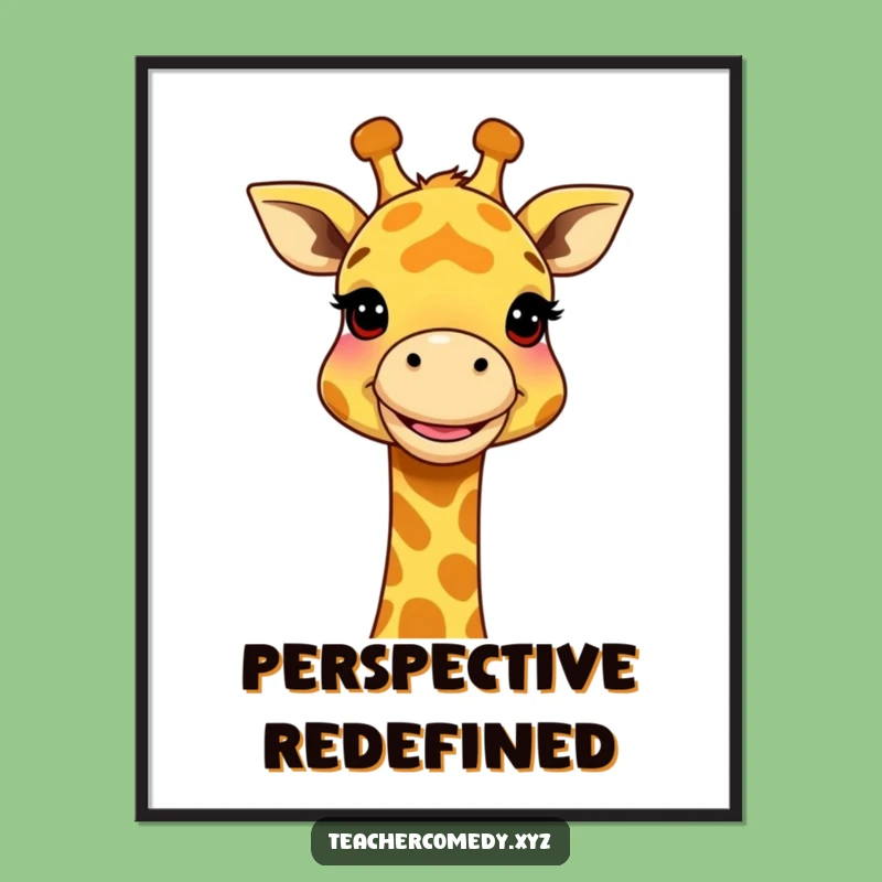 Funny Giraffe Digital Art Print: High-Quality Artwork of Animal Demonstrating Big Ideas
