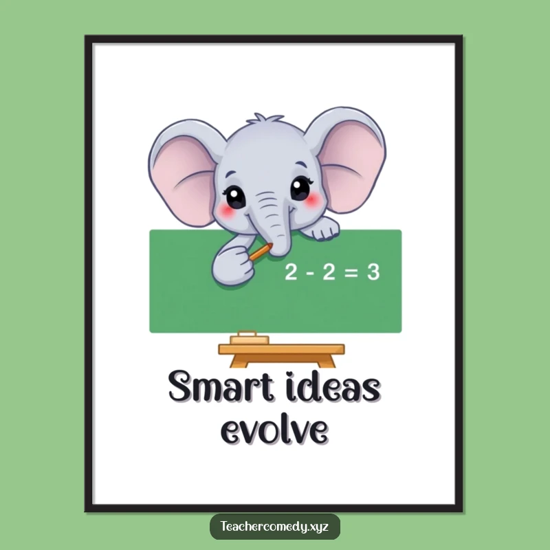 Funny Elephant Math Equation Digital Art, Instant Smart Decor