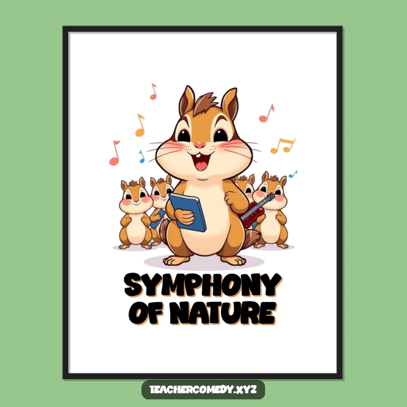 Funny Chipmunk Digital Art Print: High-Quality Artwork of Animal Leading a Lively Song