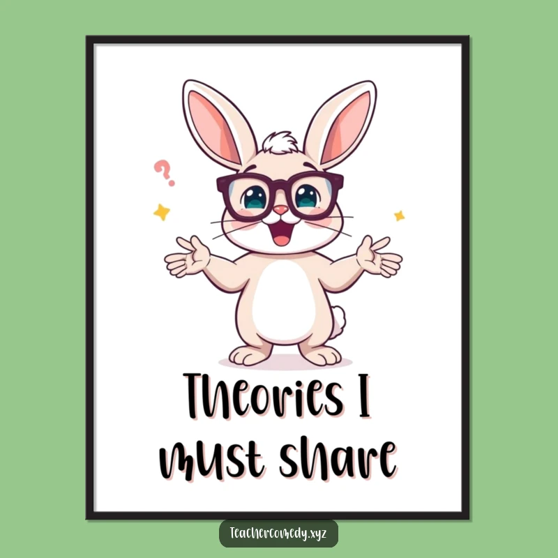Funny Bunny Explainer Digital Art: Instant Hilarious Wall Decor for Your Space!