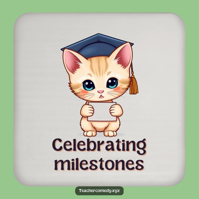 Funny Grad Kitten Coasters - Set of Smart Gifts for Grads