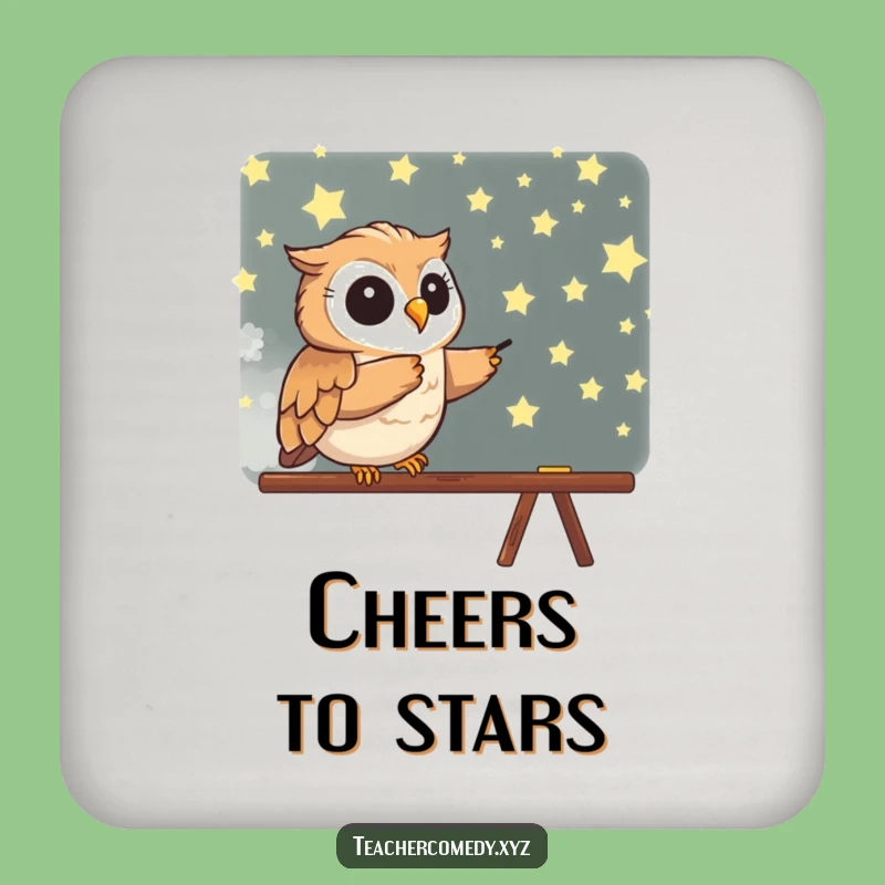 Funny Owl Coaster - Enthusiastic Star Pointer Drink Protector