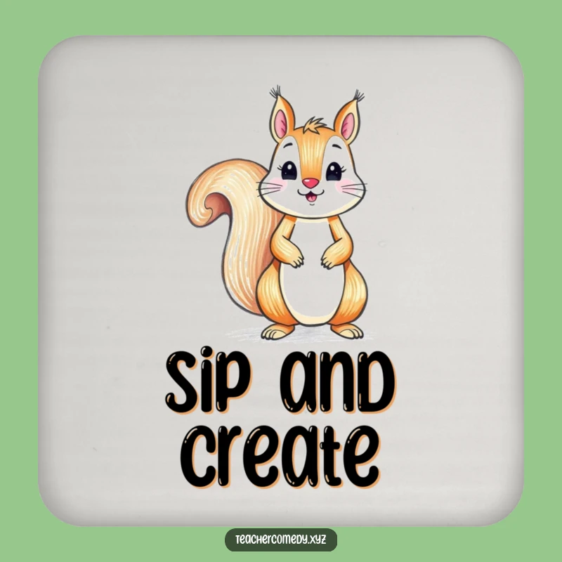 Funny Squirrel Coaster Set - Playful Artist Crayon Table Gift