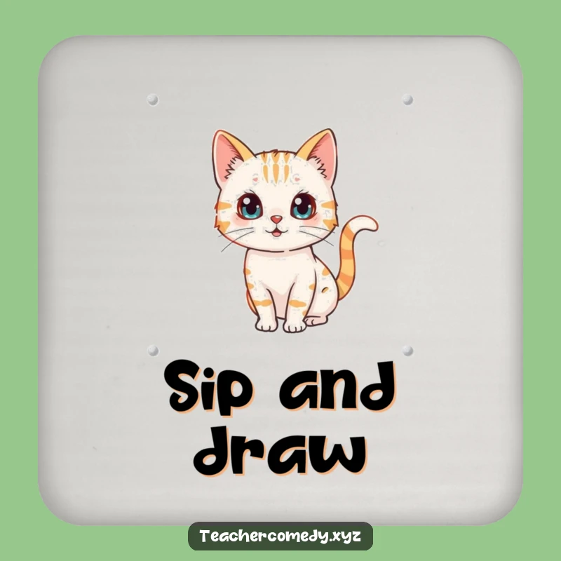 Funny Cat Artist Coaster: Protect Surfaces with Art, Cute Funny Gift