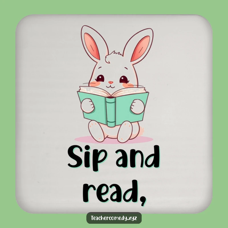 Funny Kawaii Rabbit Books Drink Coasters - Set of Hilarious Table Protectors