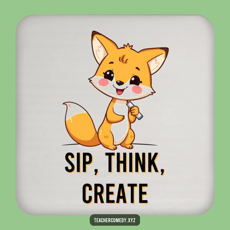 Funny Kawaii Fox Writing Coaster - Protect Your Surfaces with Cute Humor!