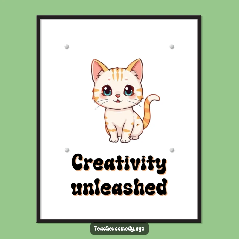 Funny Cat Artist Poster: Whimsical Whiteboard Art, Unique Funny Gift for Decor