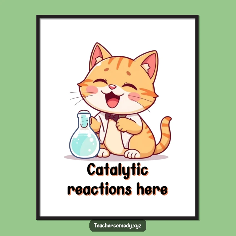 Funny Cat Science Poster: Giggling Cat, Bubbling Beaker, Humorous Experiment Wall Art Gift