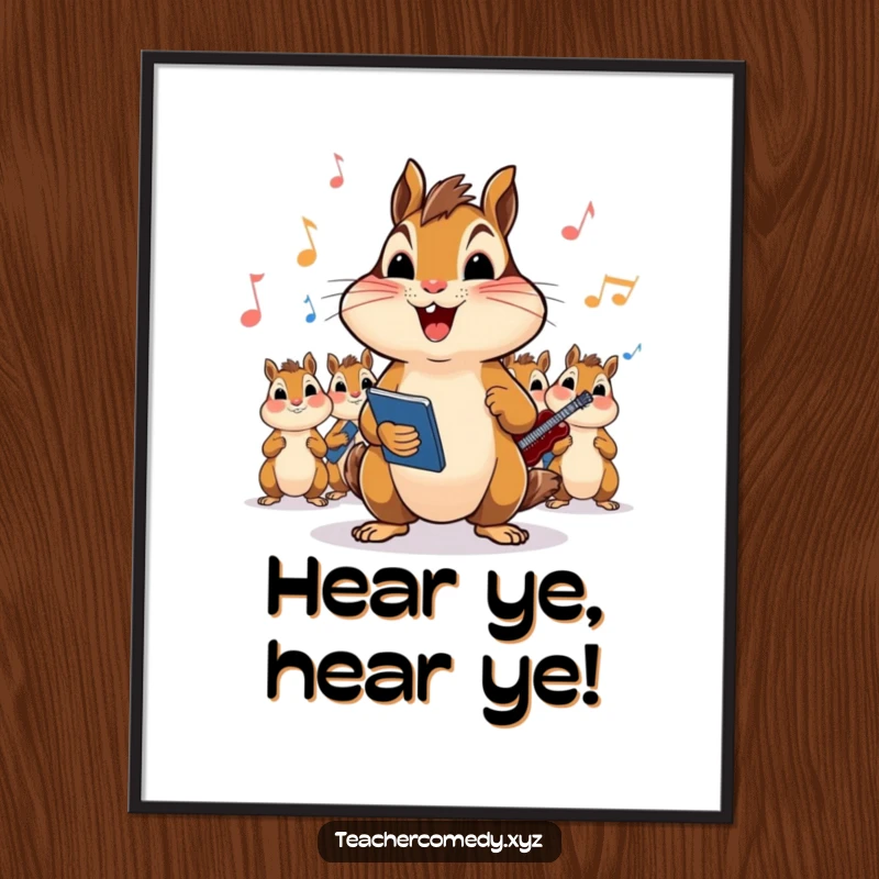 Funny Chipmunk Maestro Poster: An artistic depiction of a cheerful chipmunk leading an energetic song, bringing lively musical vibes to any wall.
