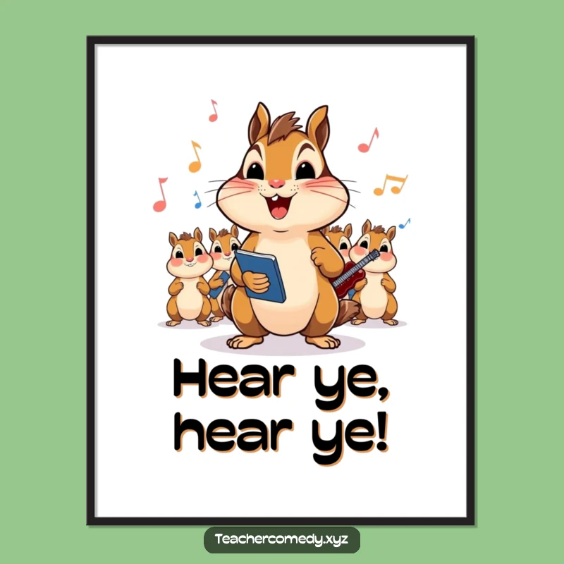 Funny Chipmunk Maestro Poster: Vibrant Wall Art of Animal Leading a Lively Song