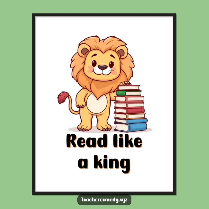 Funny Lion Bookworm Poster: Wall Art for the Intellectually Proud!
