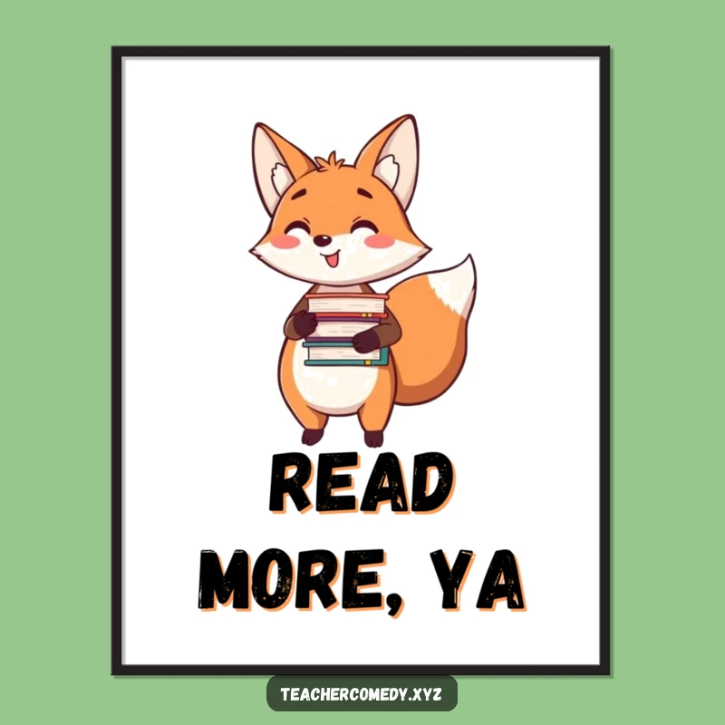 Funny Fox Reader Poster: Happy Scholar Art for Bookish Walls