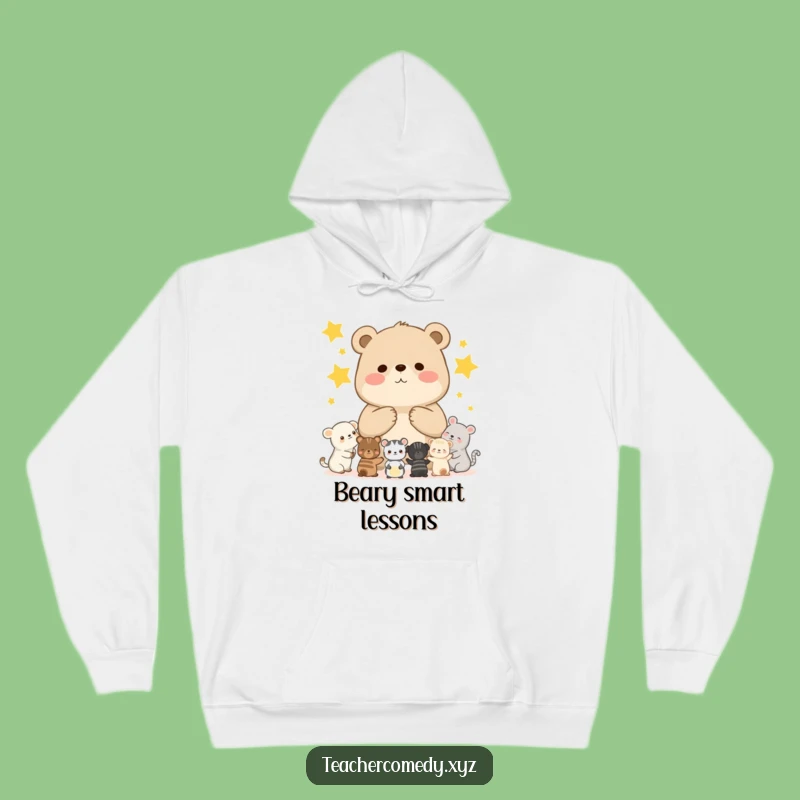 Funny Bear Cub Hoodie - Cozy Star Counting Class Sweatshirt