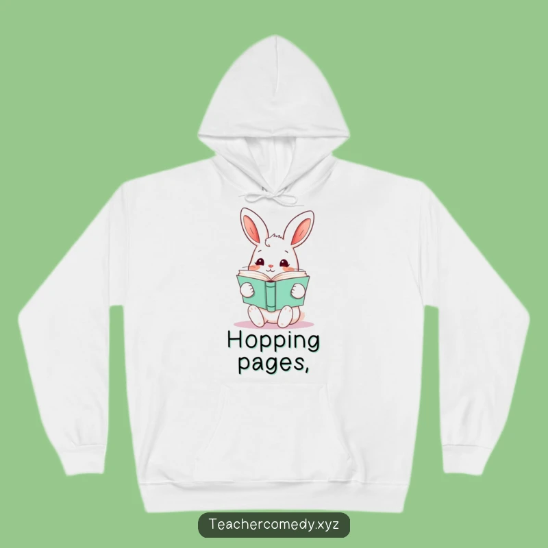 Funny Kawaii Rabbit Books Hoodie - Cozy & Comical Reader Comfort
