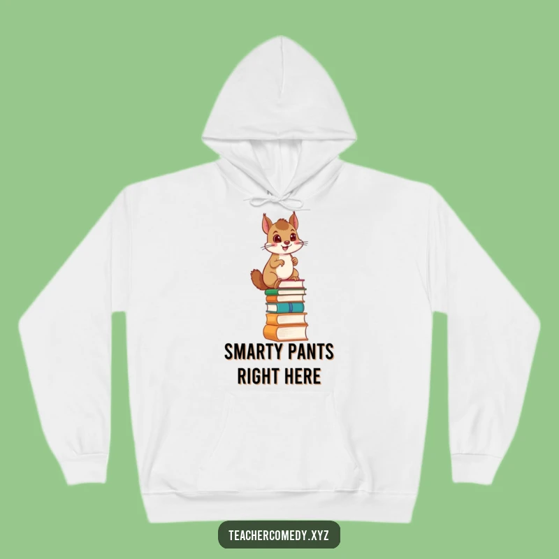 Cozy Funny Squirrel Book Ladder Hoodie: Warm up with this determined climber's proud journey, a perfect funny gift.
