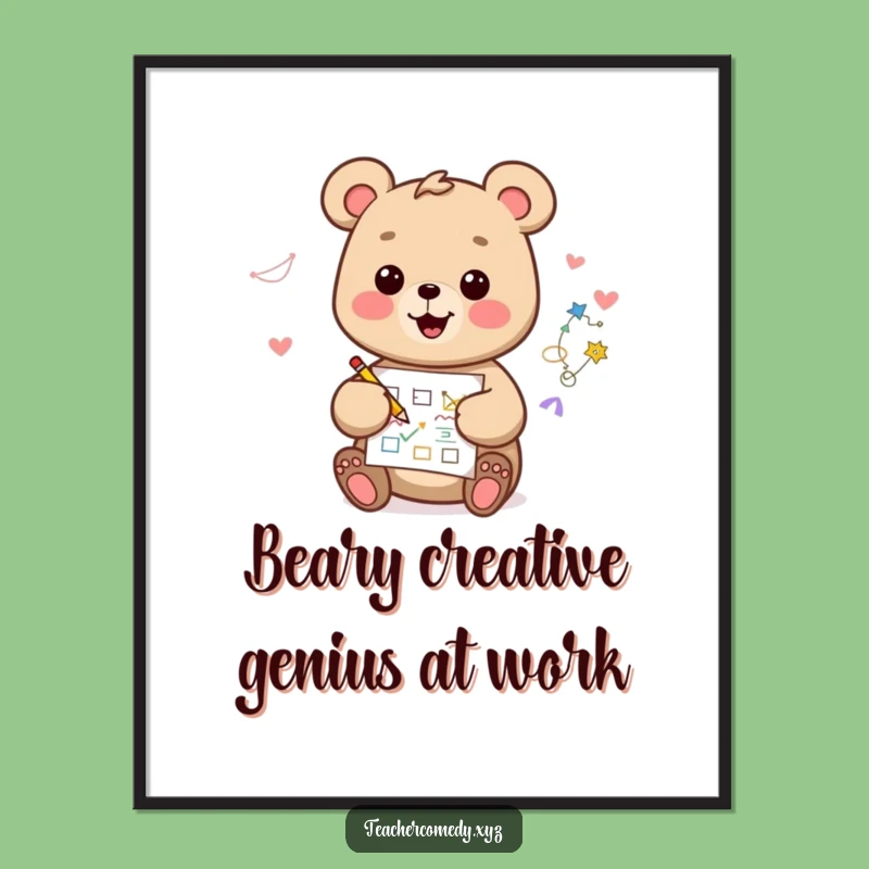Free Printable Kawaii Bear Art - Funny Diagram Wall Decor Funny Downloadable Gift